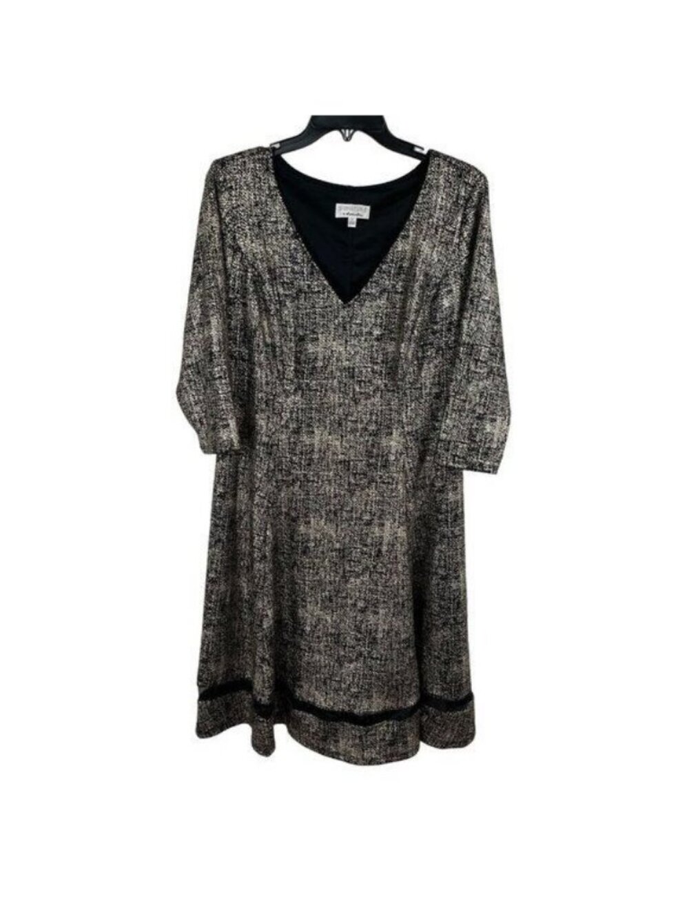 Signature By Robbie Bee Women A-Line 3/4 Sleeve V-Neck Dress Size 1X